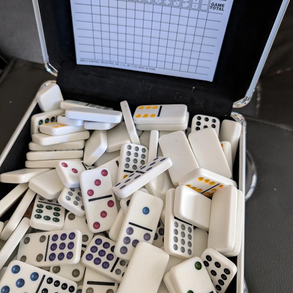 Premium White Domino Set with Colorful Dots